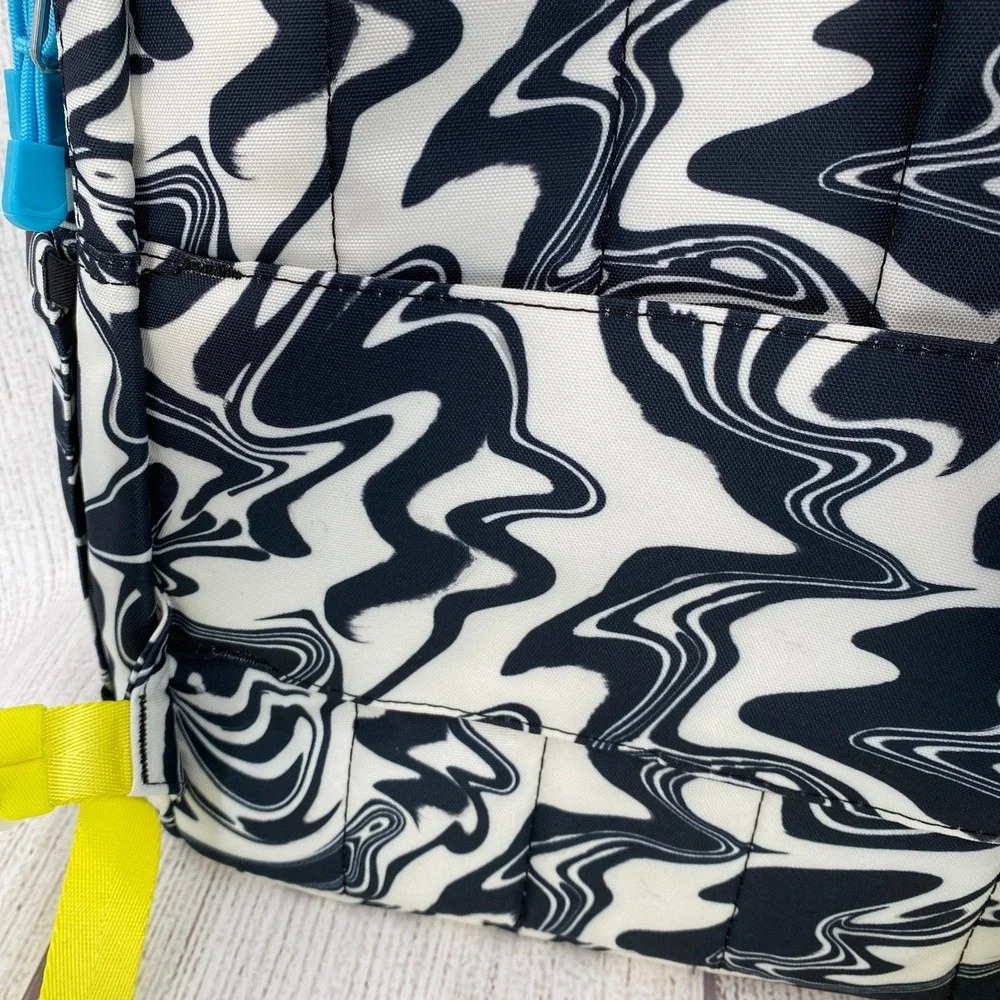 STATE Kane Kids Backpack Large Black White Marbled Wave Colorful Double Pocket
